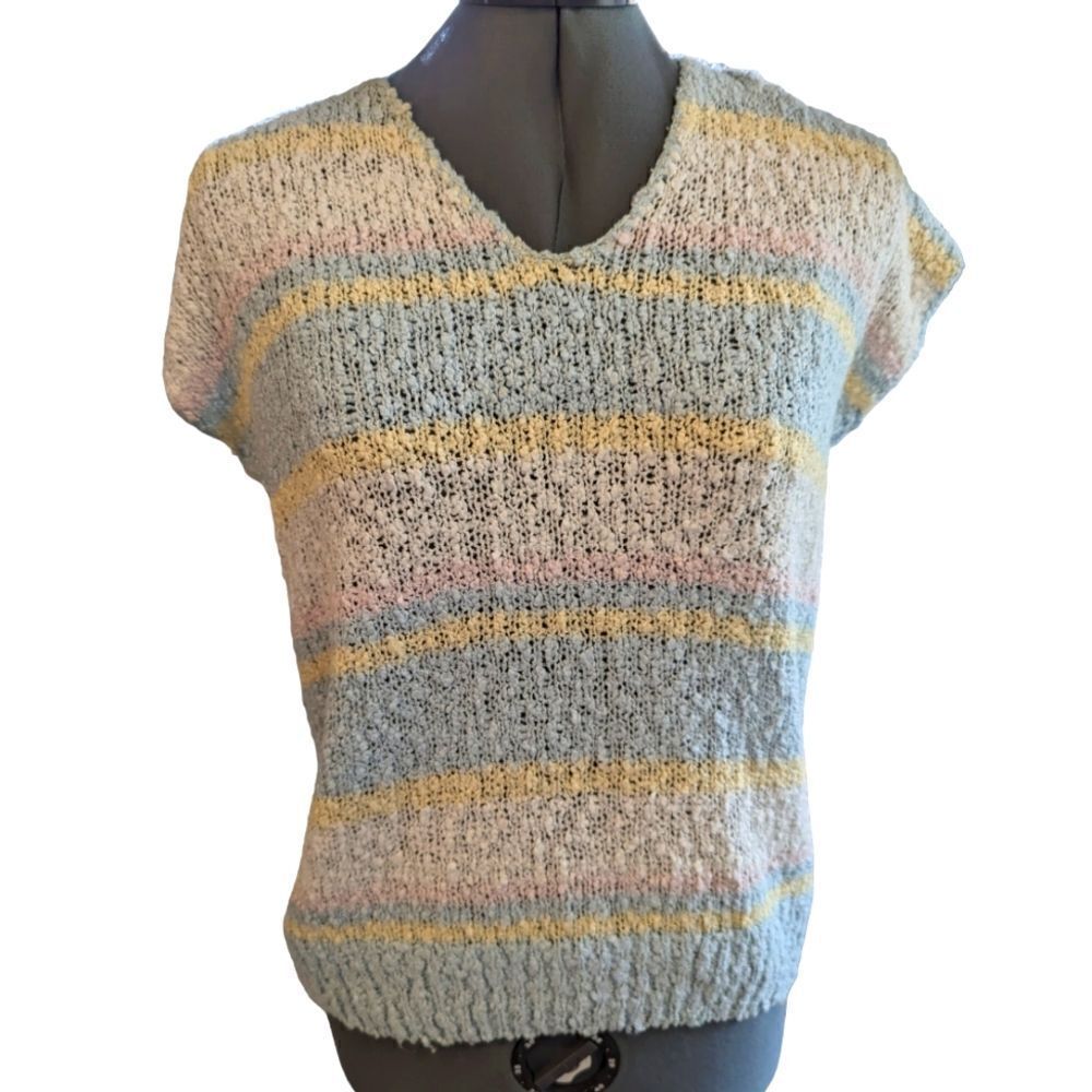 Vintage Nicolle pastel striped knit‎ sweater kawaii